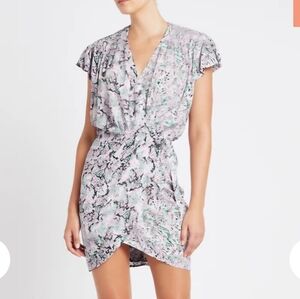 IRO Size 6 Manza Mini Wrap Dress in Light Pink Multicolor